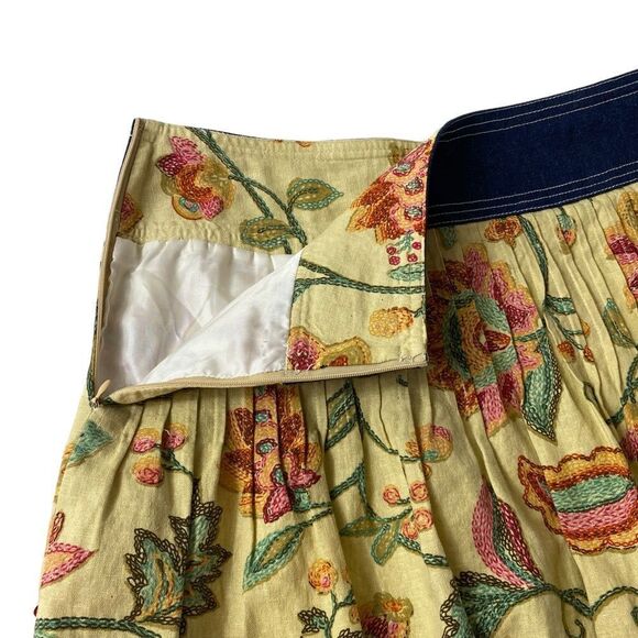 Heart Moon Star 2 Skirt with denim waist band side zipper sequins floral - Picture 5 of 6